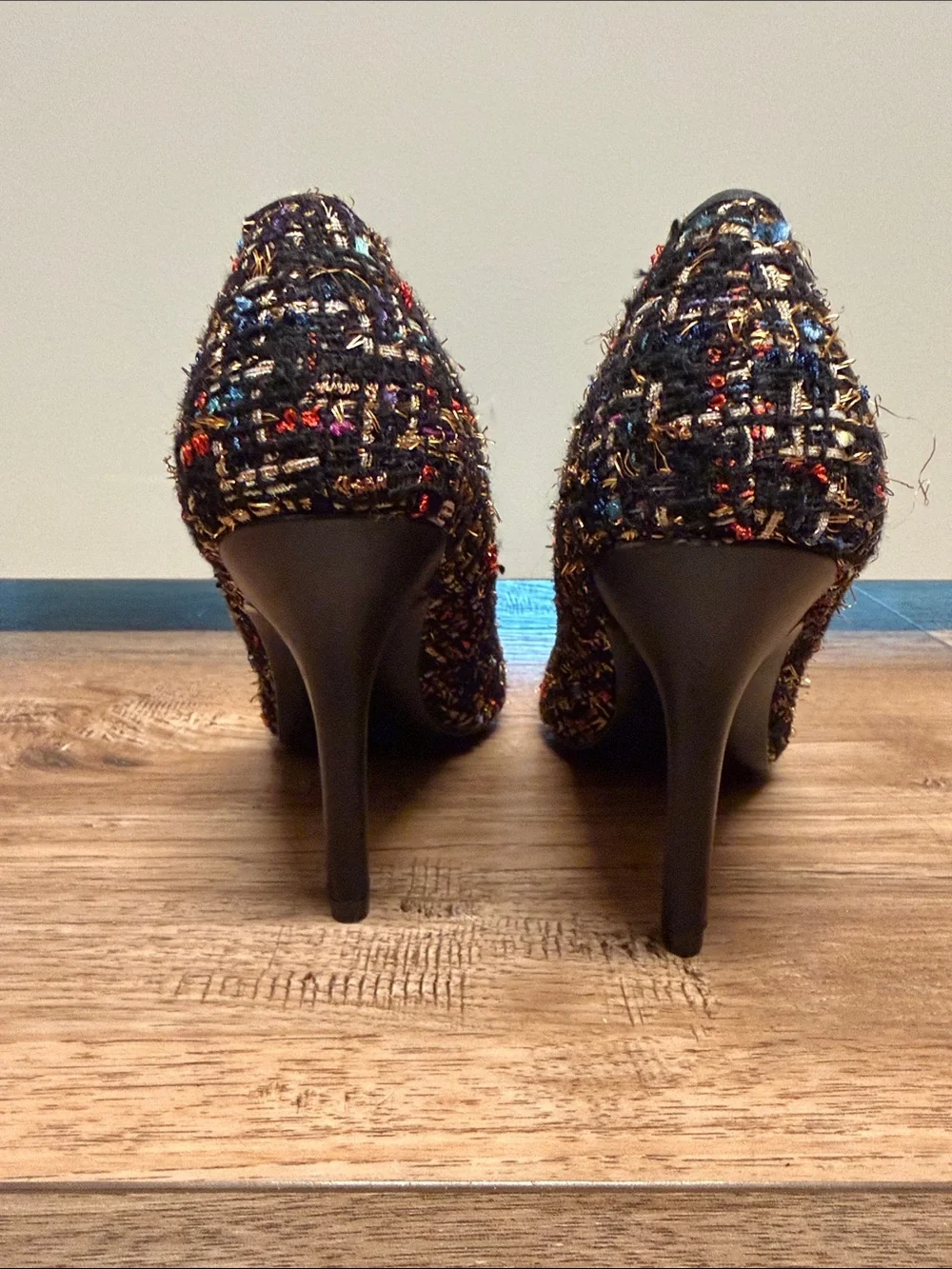 Charles by Charles David Black Multicolor Tweed Pointed Pumps